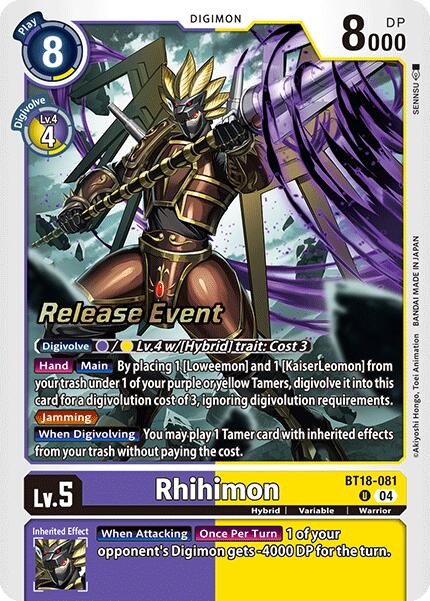 Rhihimon [BT18-081] [Release Special Booster Ver.2.0 Promos]