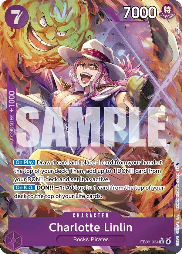 charlotte linlin one piece card game New Yellow Big Mom Leader Revealed, Bandai has revealed a brand-new Yellow Big Mom leader for OP17, and she brings of the strongest resource-denial effects we've seen., 5 Life, 5000 Power, [When trash up to 1 card from the top of your opponents Life cards. One Piece Trading Card Game