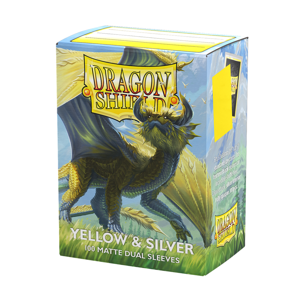 Dragon Shield: Standard 100ct Sleeves - Yellow & Silver (Dual Matte)