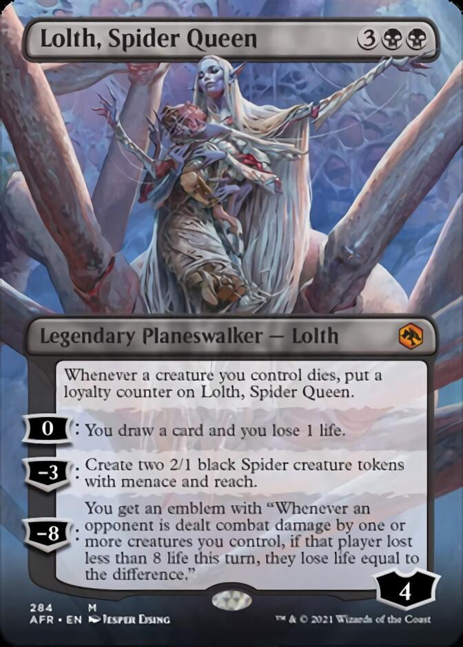 Magic the Gathering Trading Card Game Adventures in the Forgotten Realms Mythic Rare Lolth, Spider Queen #284 [Borderless Planeswalker]