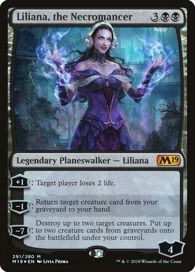 Liliana, the Necromancer [Core Set 2019] Heavily Played Foil